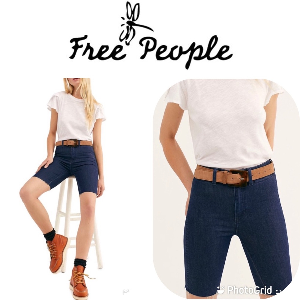 FREE PEOPLE Shorts Women’s 26 Blue Jean Biker $78 NWT